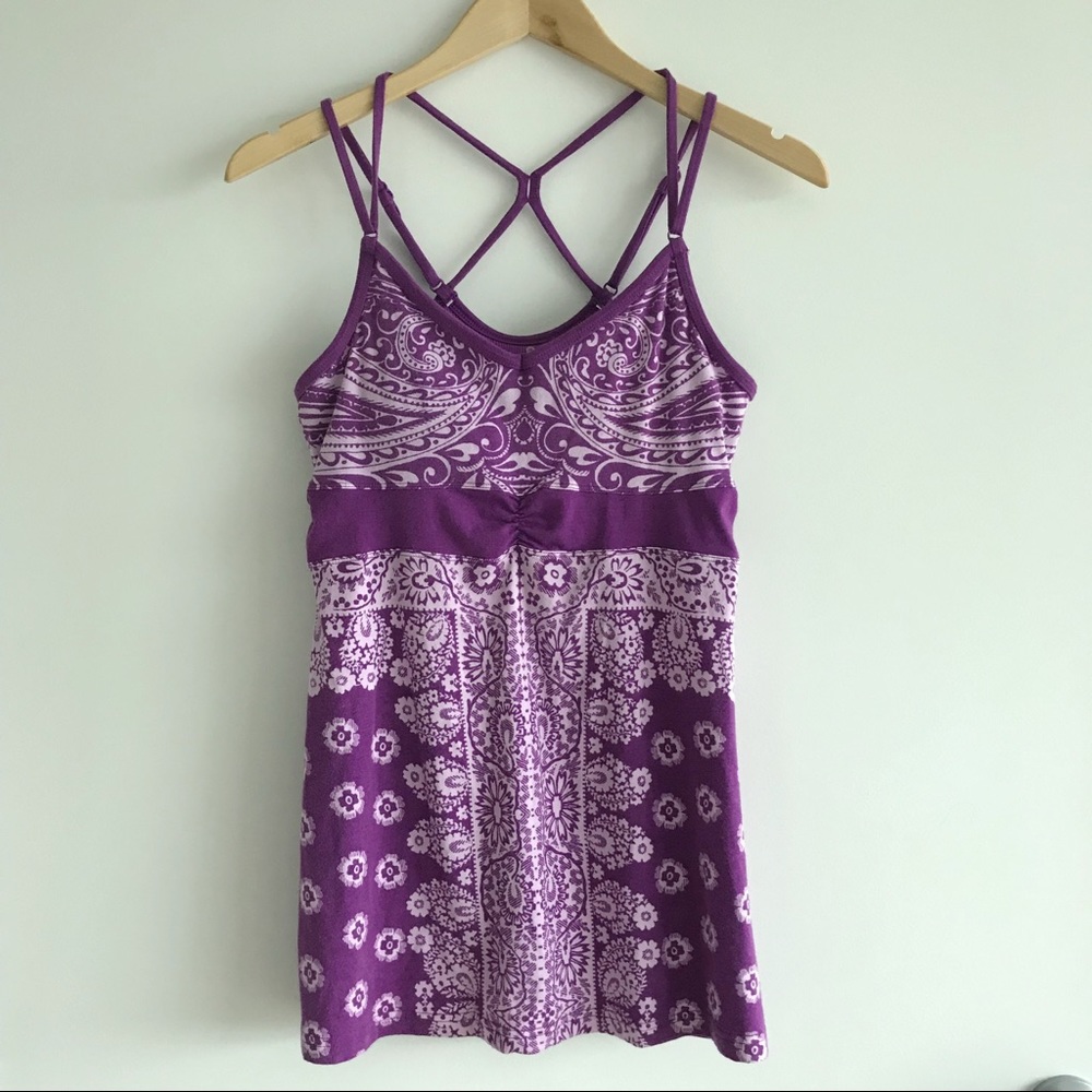 Athleta Multiple Cross Cross Strap Purple Tank Top